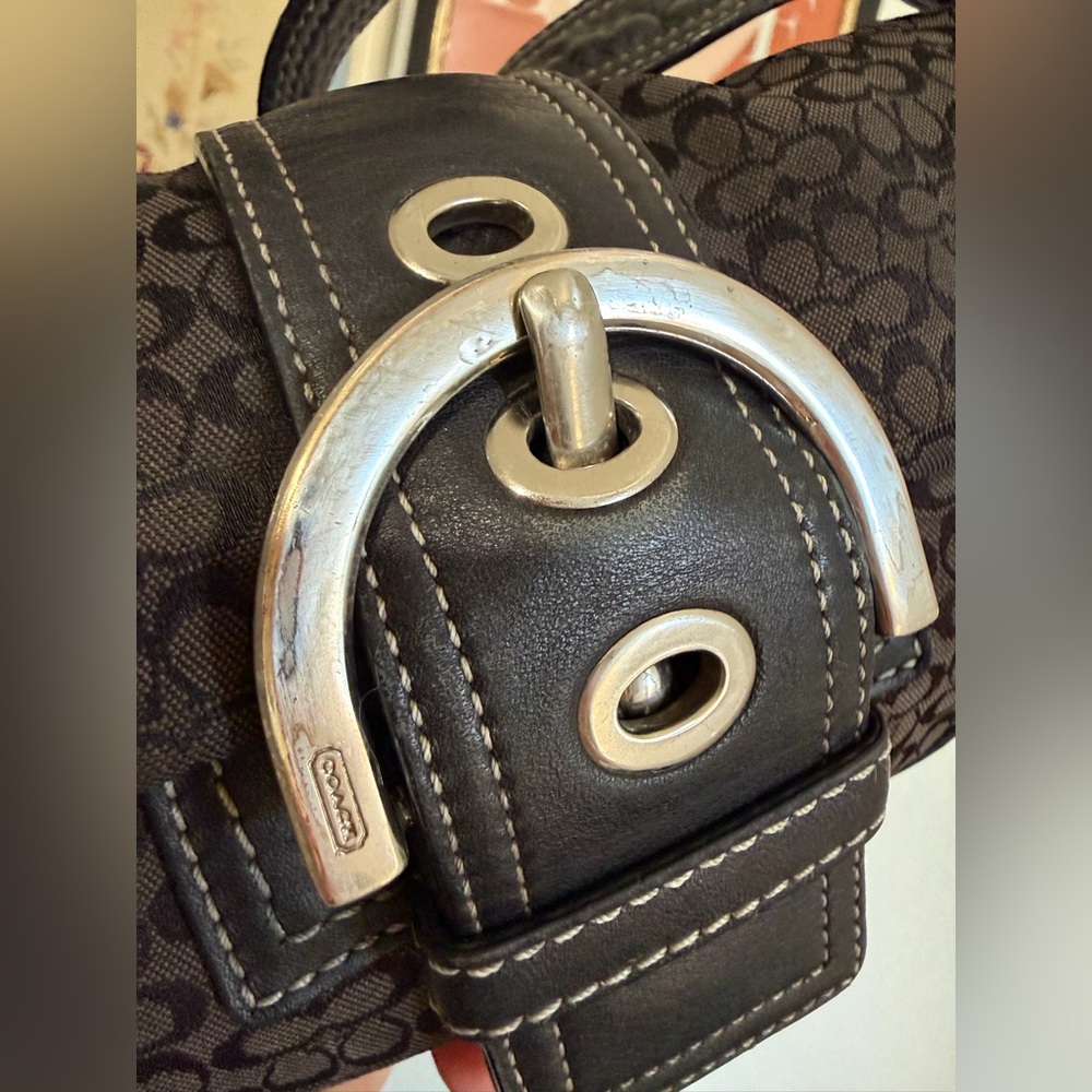 Y2K Coach Soho Black Signature Hobo Bag 3628 - Picture 6 of 14